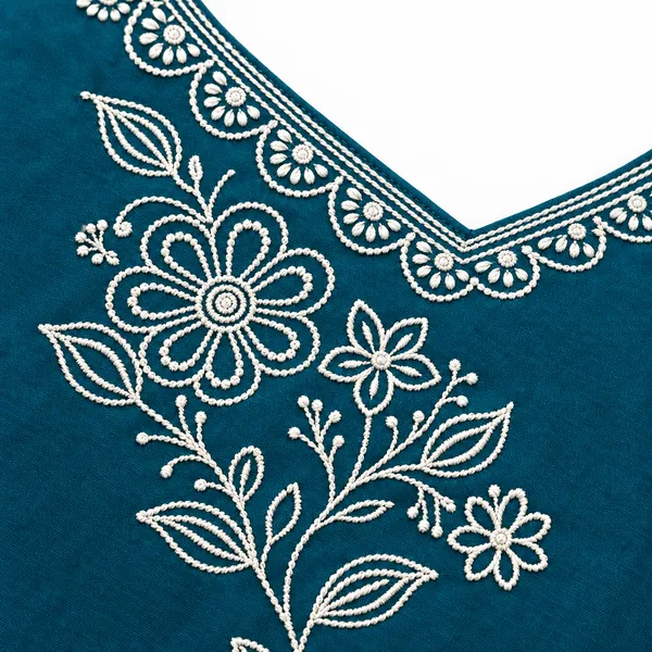 Teal_Dabu_Cotton__Knee_length_Co-Ord_Set_With_Palazzo_For_Women
