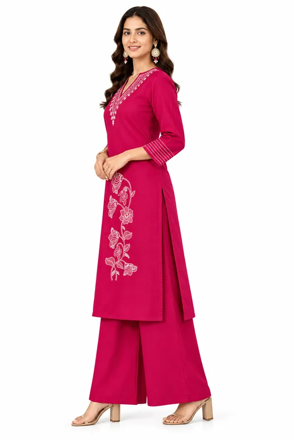 Rani_Pink_Dabu_Cotton__Knee_length_Co-Ord_Set_With_Palazzo_For_Women