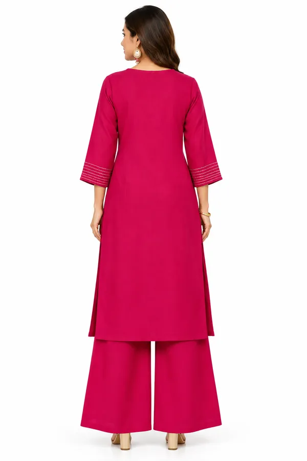 Rani_Pink_Dabu_Cotton__Knee_length_Co-Ord_Set_With_Palazzo_For_Women