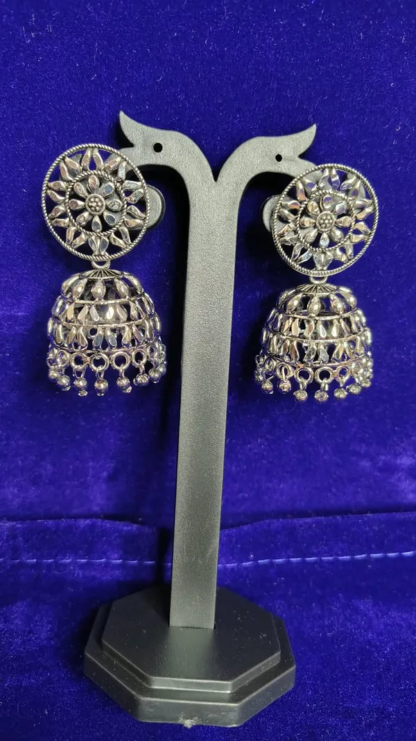 Oxidized_Metal_Round_Floral_Filigree_Big_Jhumka_Earrings_Silver_Beads_For_Women