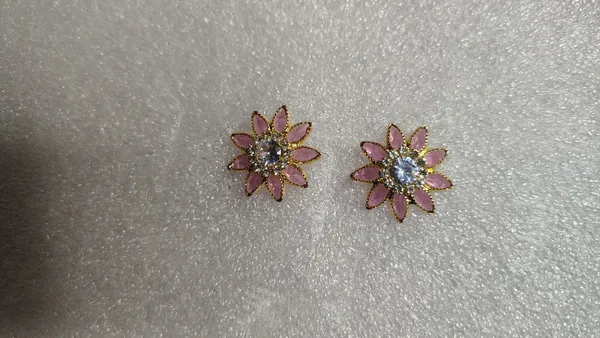 Pink_Crystal_Flower_Petal_Sunflower_Stud_Earrings_For_Women