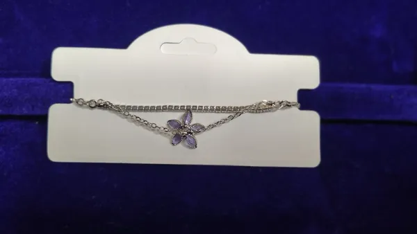 Purple_Gold_Enamel_Flower_Charm_Chain_Bracelet_For_Women