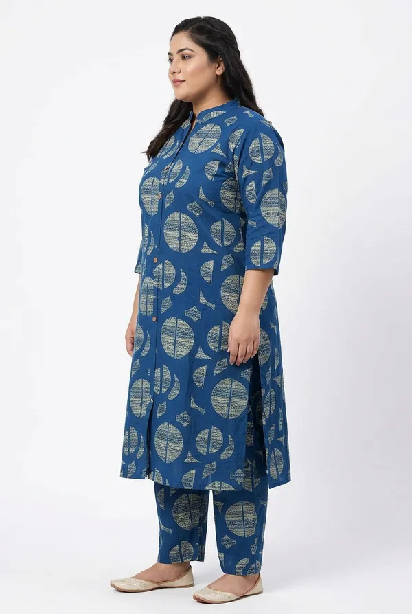 Royal_Blue_Rayon__Knee_length_Plus_Size_Co-Ord_Set_For_Women