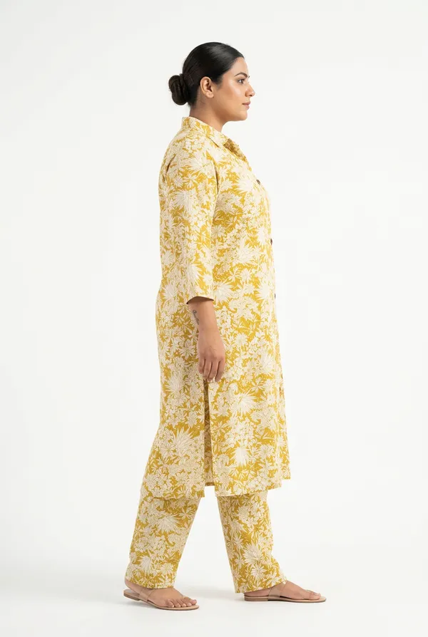 Yellow_Mustard_Rayon__Knee_length_Co-Ord_Set_For_Women