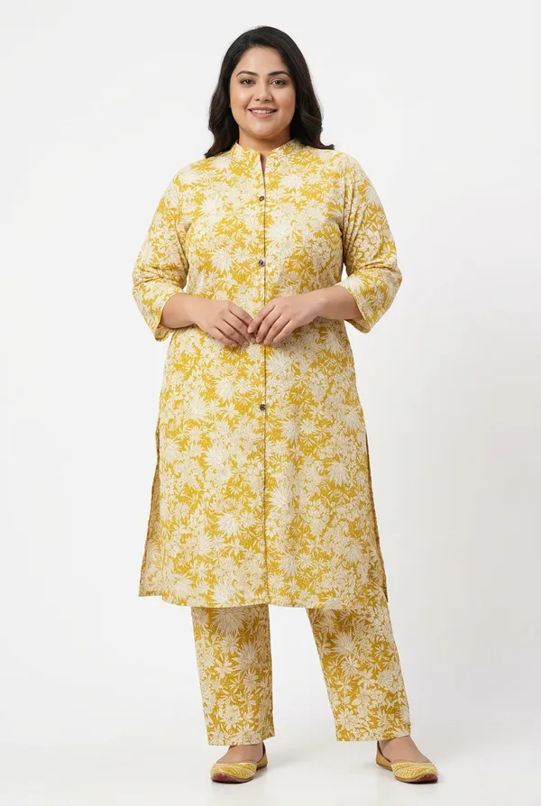 Yellow_Mustard_Rayon__Knee_length_Co-Ord_Set_For_Women