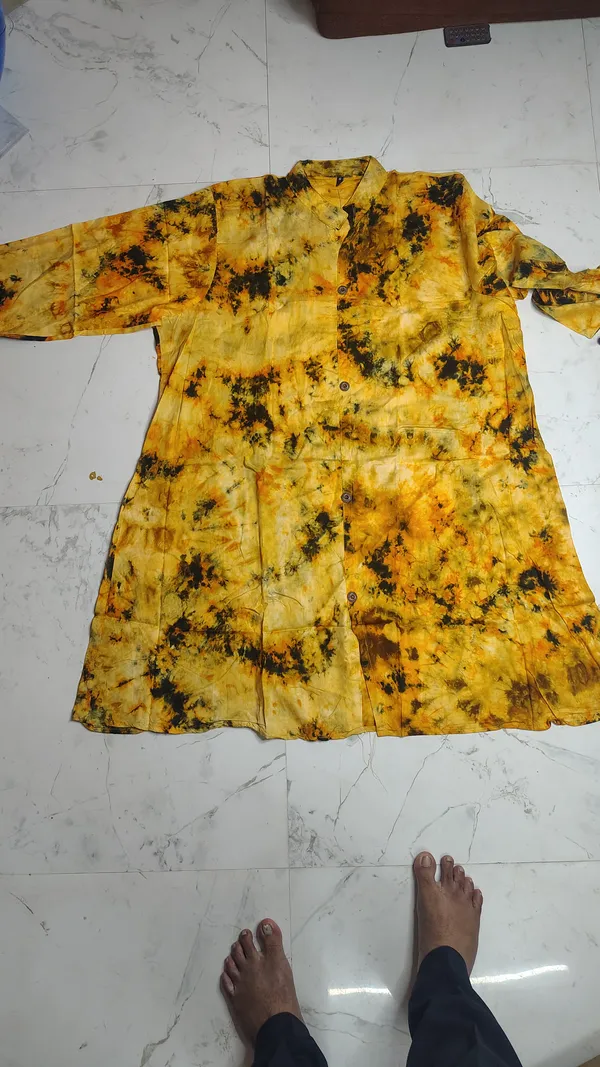 Yellow_Rayon_Printed__Knee_length_Co-Ord_Set_For_Women
