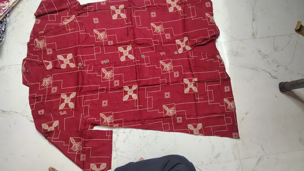 Red_Rayon_Printed__Knee_length_Co-Ord_Set_For_Women