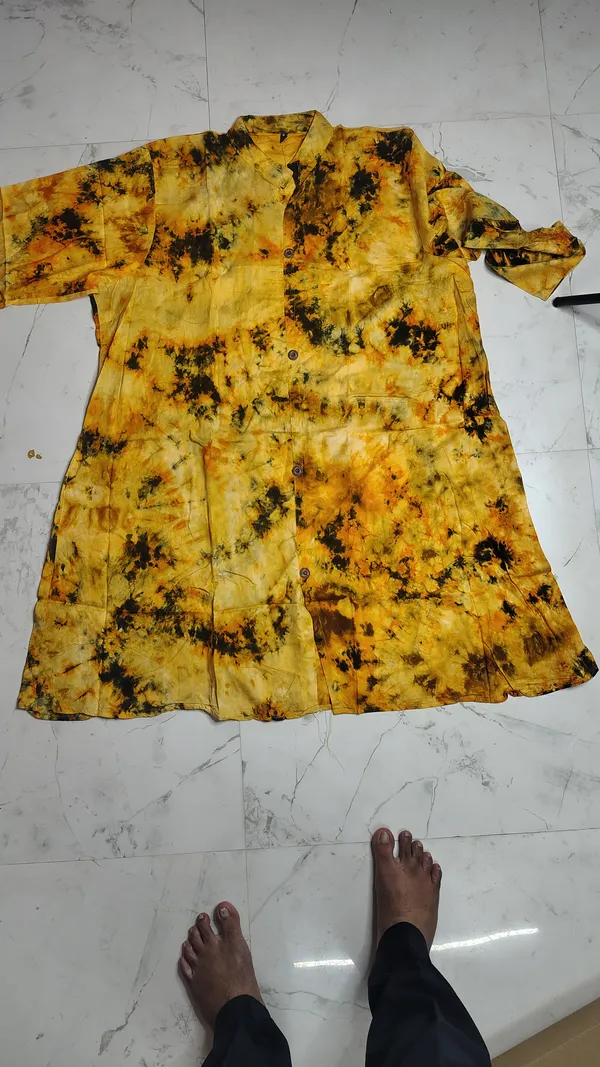 Yellow_Rayon_Printed__Knee_length_Co-Ord_Set_For_Women