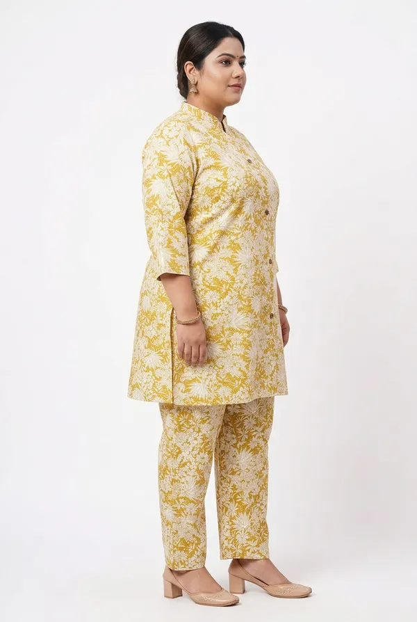 Lemon_Yellow_Rayon__Knee_length_Co-Ord_Set_For_Women