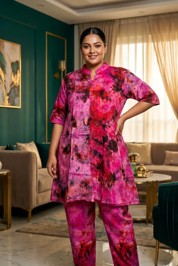 Pink_Rayon_Tie__Knee_length_Co-Ord_Set_For_Women