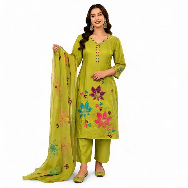 Mehndi_Green_Roman_Silk_A-Line__Knee_length_3_Piece_Suit_For_Women