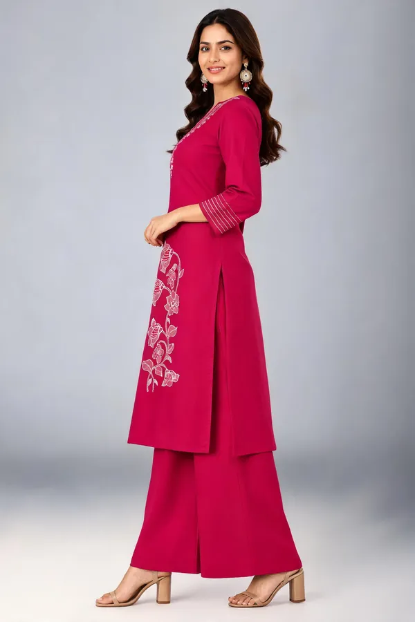 Rani_Pink_Dabu_Cotton__Knee_length_Co-Ord_Set_With_Palazzo_For_Women