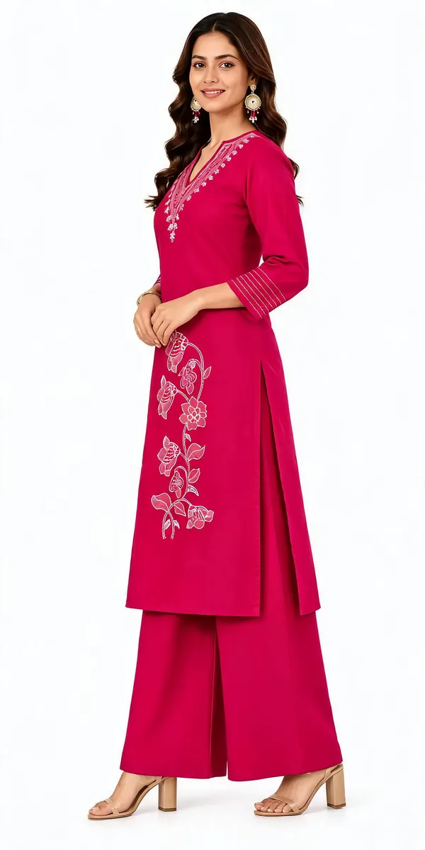 Rani_Pink_Dabu_Cotton__Knee_length_Co-Ord_Set_With_Palazzo_For_Women