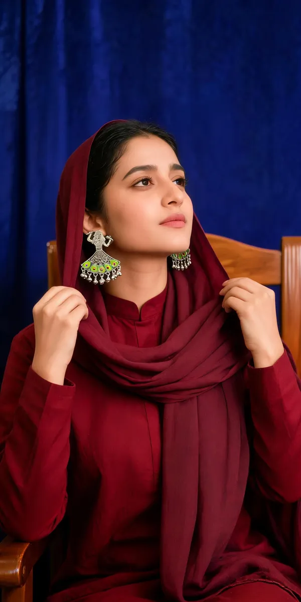 Oxidized_Metal_Meenakari_Peacock_Flute_Player_Drop_Earrings_For_Women