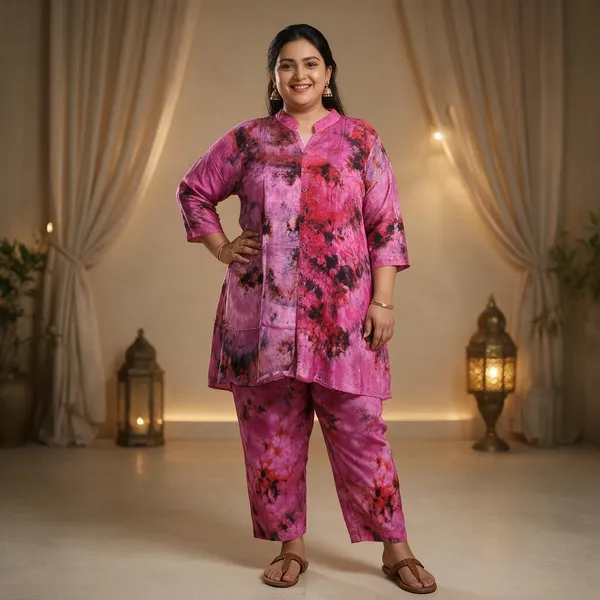 Pink_Rayon_Tie__Knee_length_Co-Ord_Set_For_Women