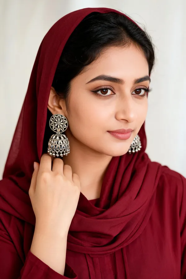 Oxidized_Metal_Round_Floral_Filigree_Big_Jhumka_Earrings_Silver_Beads_For_Women
