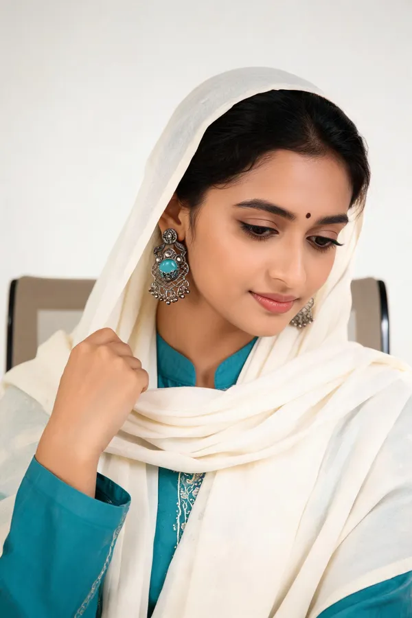 Turquoise_Oxidized_Filigree_Chandbali_Ghungroo_Earrings_For_Women