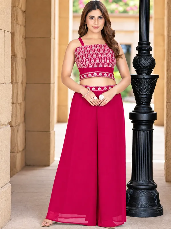 Magenta_Embroidered_Georgette_Crop_Top_Sharara_Set_for_Women