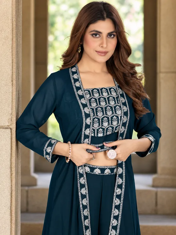 Navy_Blue_Embroidered_Georgette_Co-Ord_Set_for_Women
