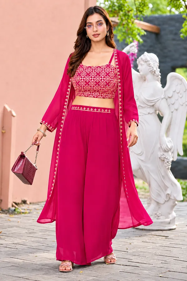 Magenta_Embroidered_Georgette_Co-Ord_Set_for_Women