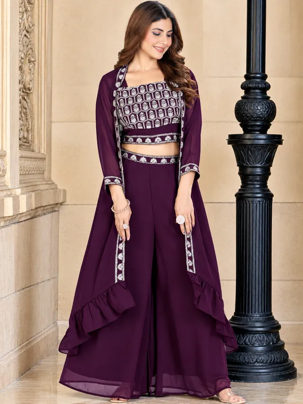 Wine_Embroidered_Georgette_Crop_Top_Palazzo_Set_for_Women