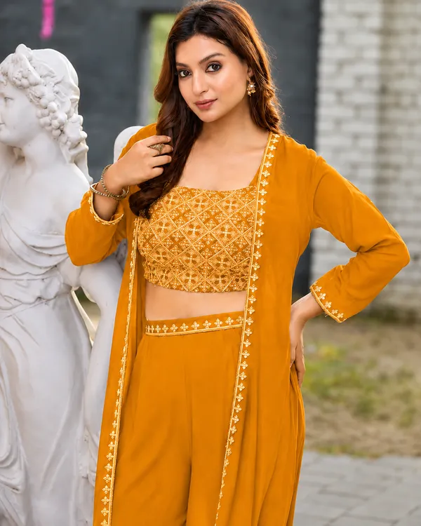 Mustard_Embroidered_Georgette_Co-Ord_Set_for_Women