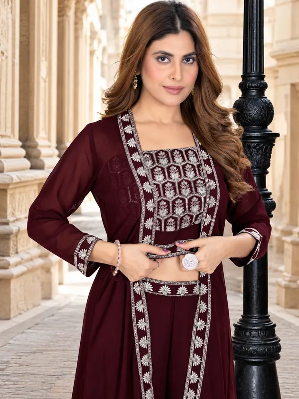 Maroon_Embroidered_Georgette_Sharara_Set_for_Women