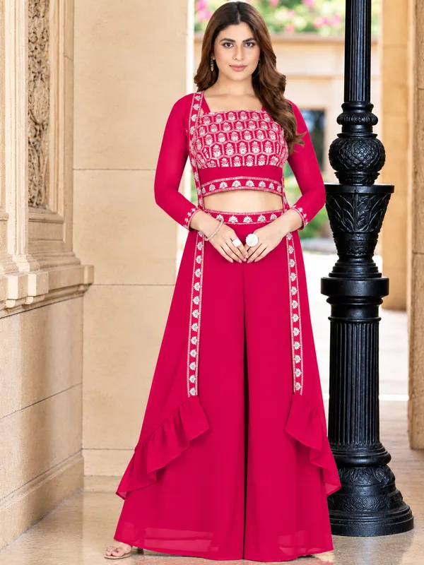 Magenta_Embroidered_Georgette_Crop_Top_Sharara_Set_for_Women