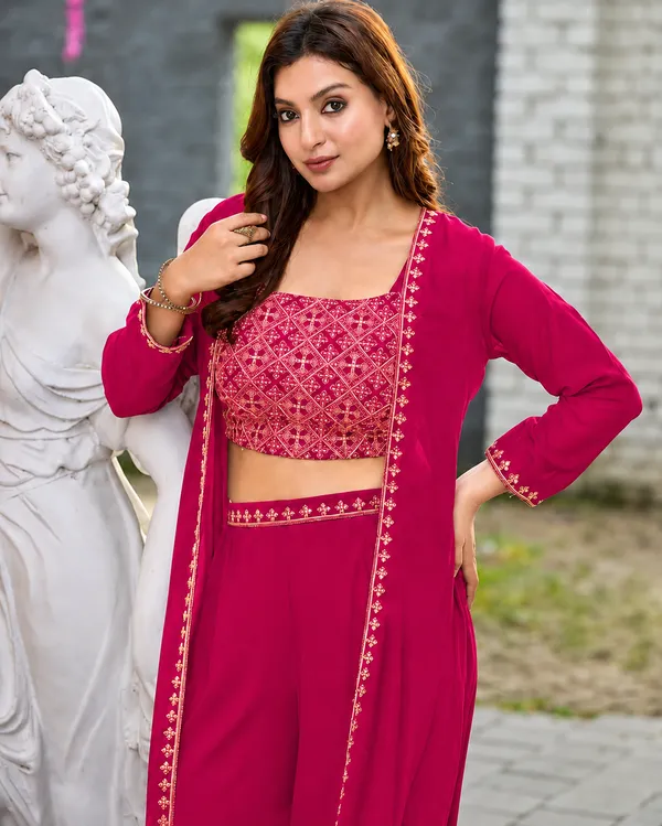 Magenta_Embroidered_Georgette_Co-Ord_Set_for_Women