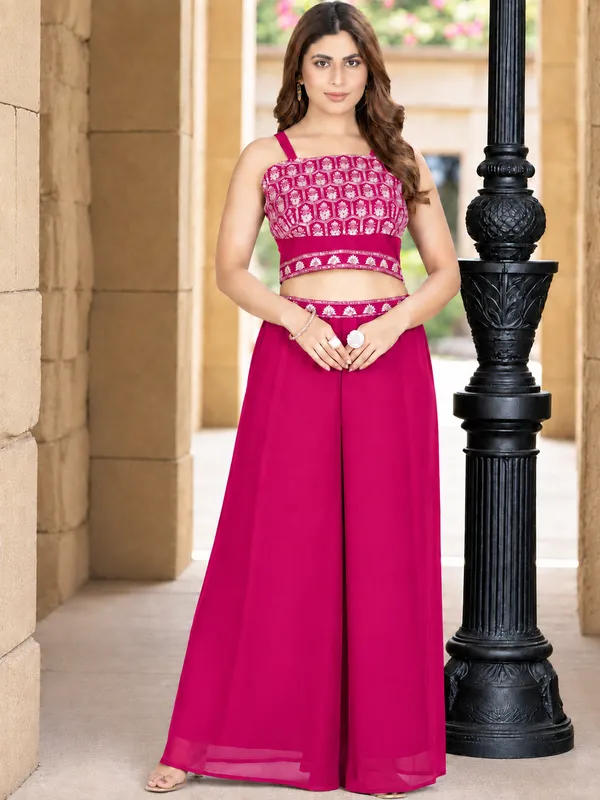 Magenta_Embroidered_Georgette_Palazzo_Suit_Set_for_Women