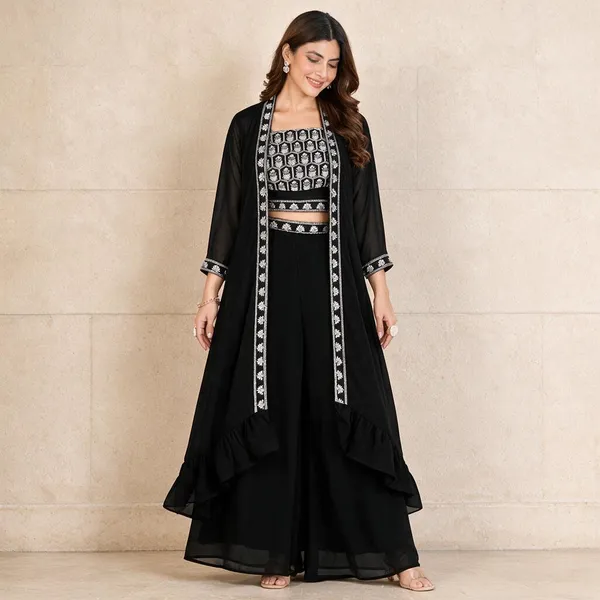 Black_Georgette_Embroidered_Crop_Top_Palazzo_Shrug_Set_For_Women