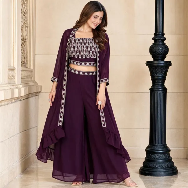Wine_Georgette_Embroidered_Crop_Top_Palazzo_Set_For_Women