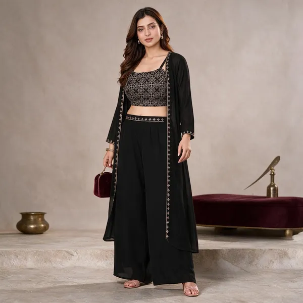 Black_Georgette_Embroidered_Co-Ord_Set_For_Women