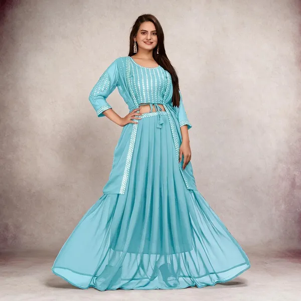 Aqua_Georgette_Embellished_Lehenga_Choli_Set_For_Women