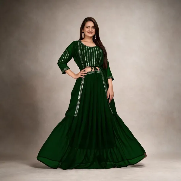 Bottle_Green_Georgette_Embellished_Anarkali_Gown_For_Women