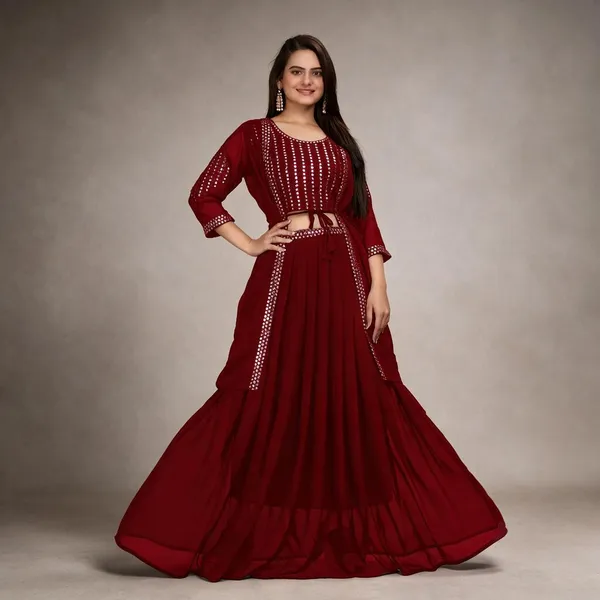Maroon_Georgette_Embellished_Anarkali_Dress_For_Women