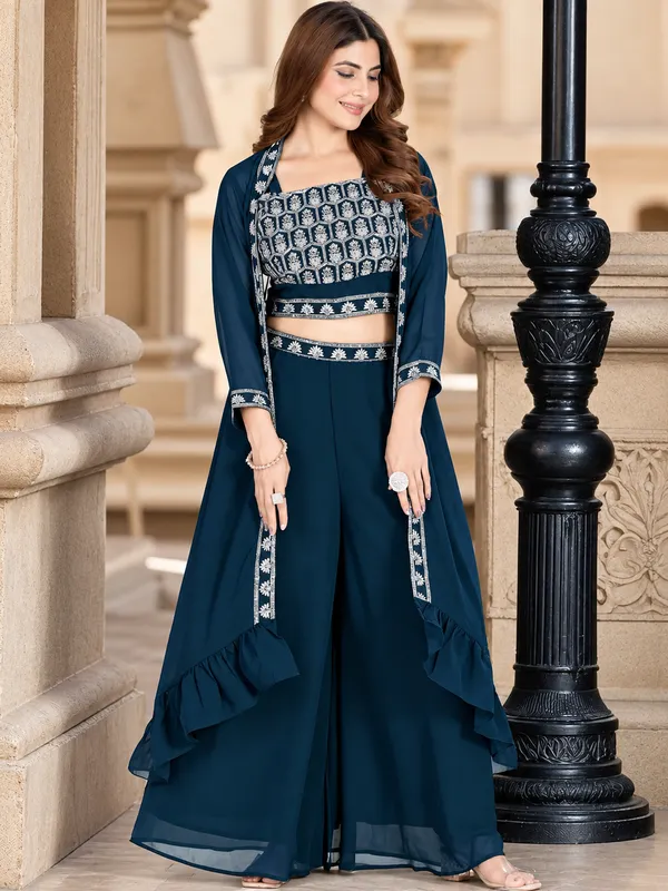 Navy_Blue_Embroidered_Georgette_Co-Ord_Set_for_Women