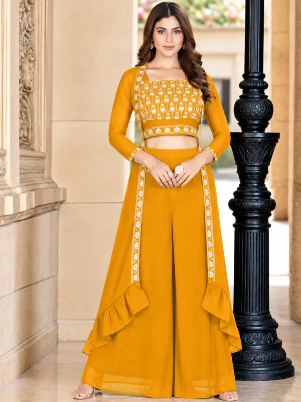 Yellow_Printed_Georgette_Sharara_Set_for_Women