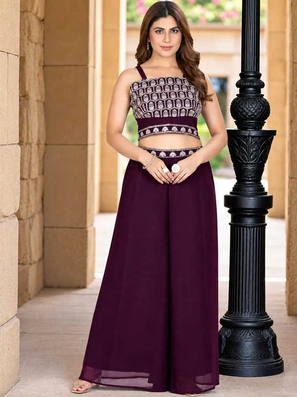 Wine_Embroidered_Georgette_Crop_Top_Palazzo_Set_for_Women