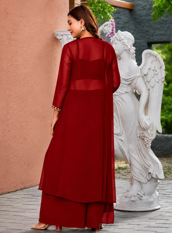 Maroon_Embroidered_Georgette_Co-Ord_Set_for_Women