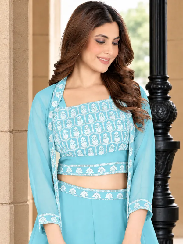 Aqua_Printed_Georgette_Crop_Top_Palazzo_Shrug_Set_for_Women
