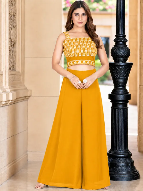 Yellow_Printed_Georgette_Sharara_Set_for_Women
