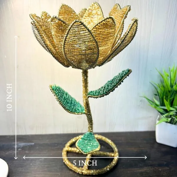 Bead_&_Metal_Festive_Golden_Lotus_Tea_Light_Holder