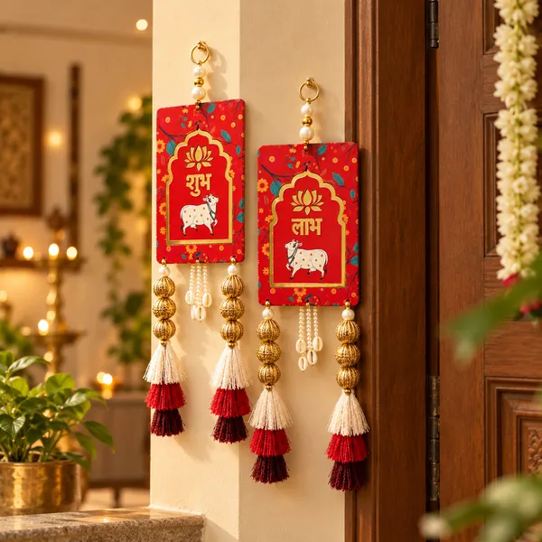 Shubh_Labh_Kamdhenu_Red_Door_Hanging_Latkan_Pair