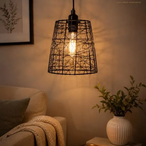 Metal_Industrial_Cone_Wire_Mesh_Pendant_Light