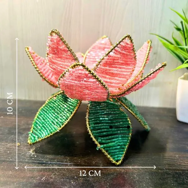 Bead_&_Metal_Festive_Pink_Lotus_Tea_Light_Holder