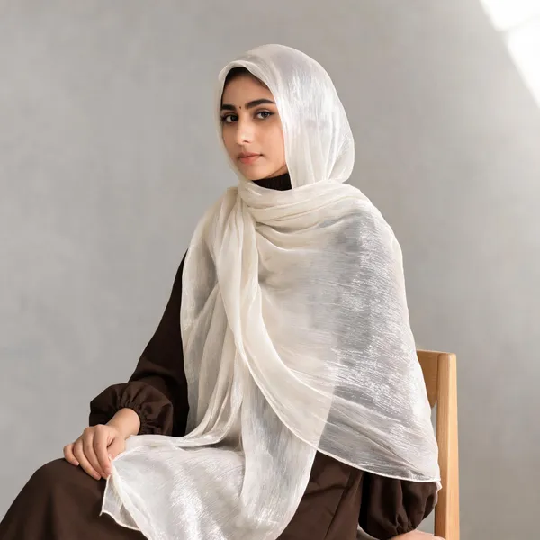 Milk_White_Shimmer_Organza_Hijab_For_Women