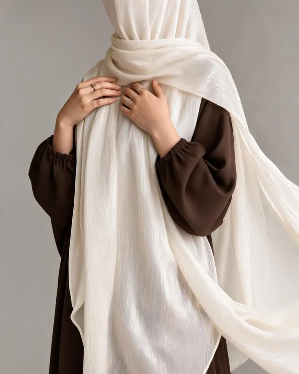 Milk_White_Shimmer_Organza_Hijab_For_Women