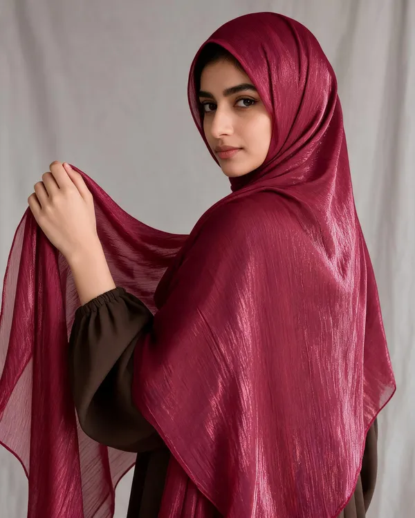 Maroon_Shimmer_Organza_Hijab_For_Women