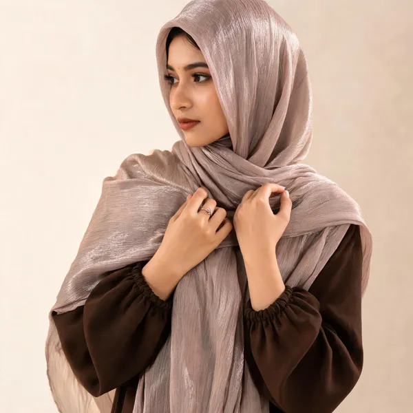 Dusty_Brown_Shimmer_Organza_Hijab_For_Women